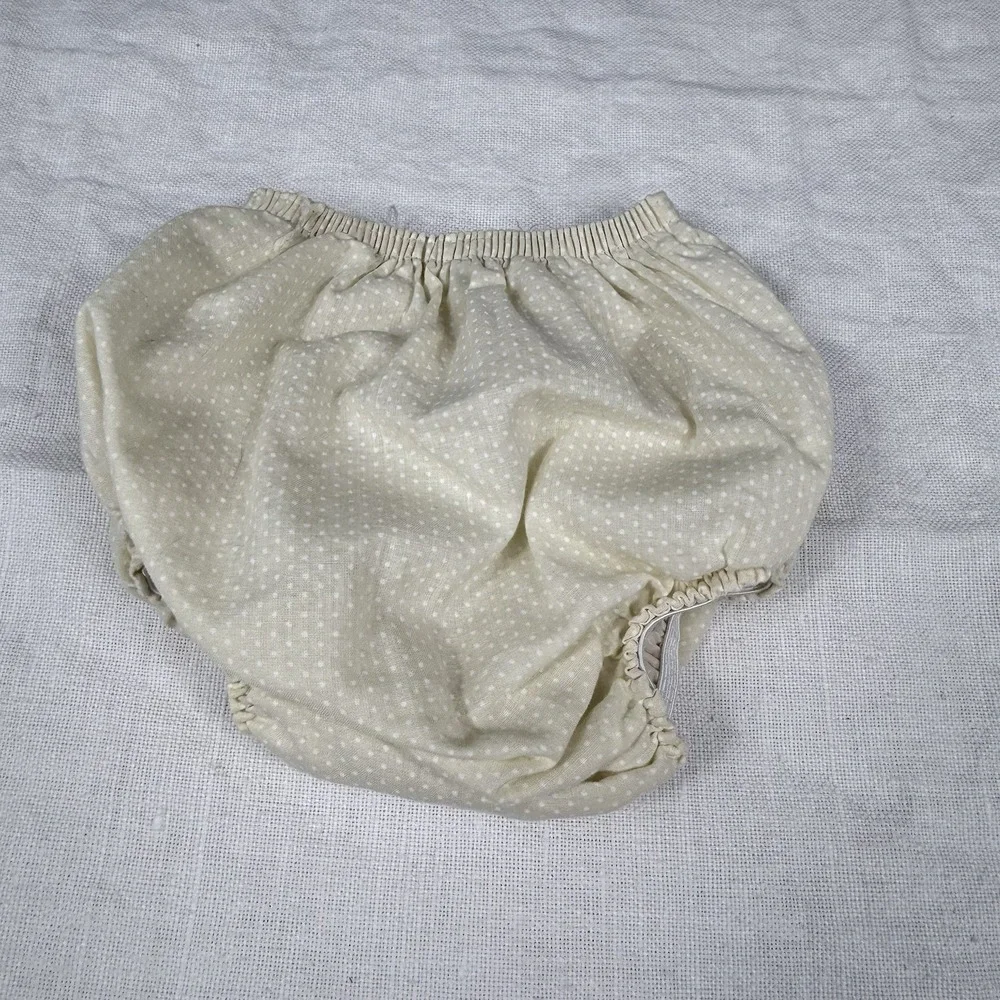 Baby Bloomers 0-3 Mos Butter Yellow White Polka Dot Ruffle Vintage Cottagecore